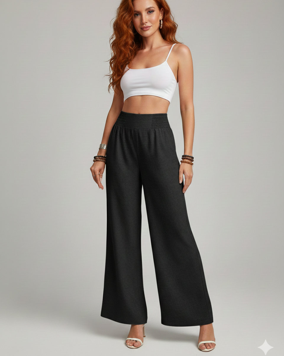Wide-Leg Pants With Elastic Waist