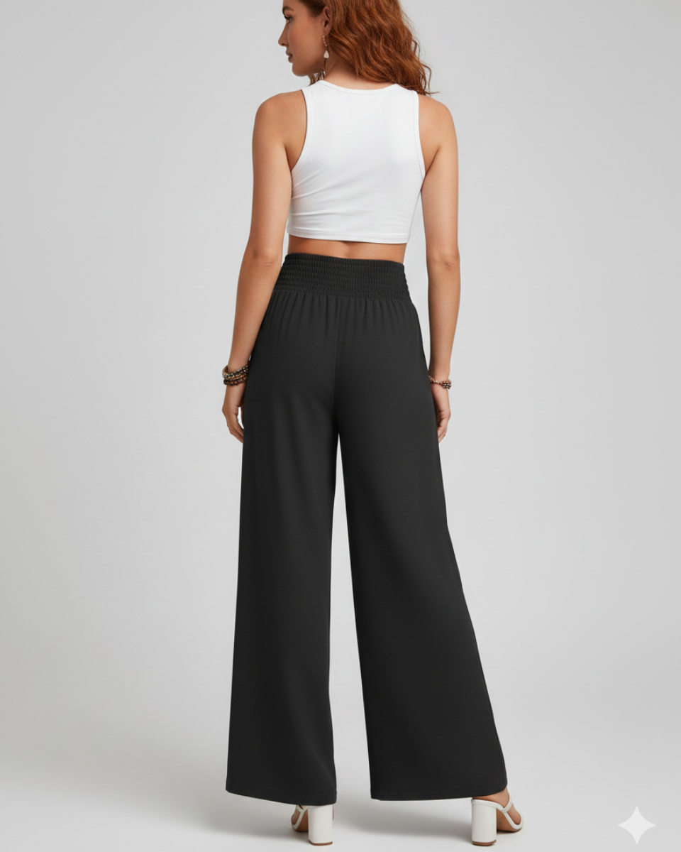 Wide-Leg Pants With Elastic Waist