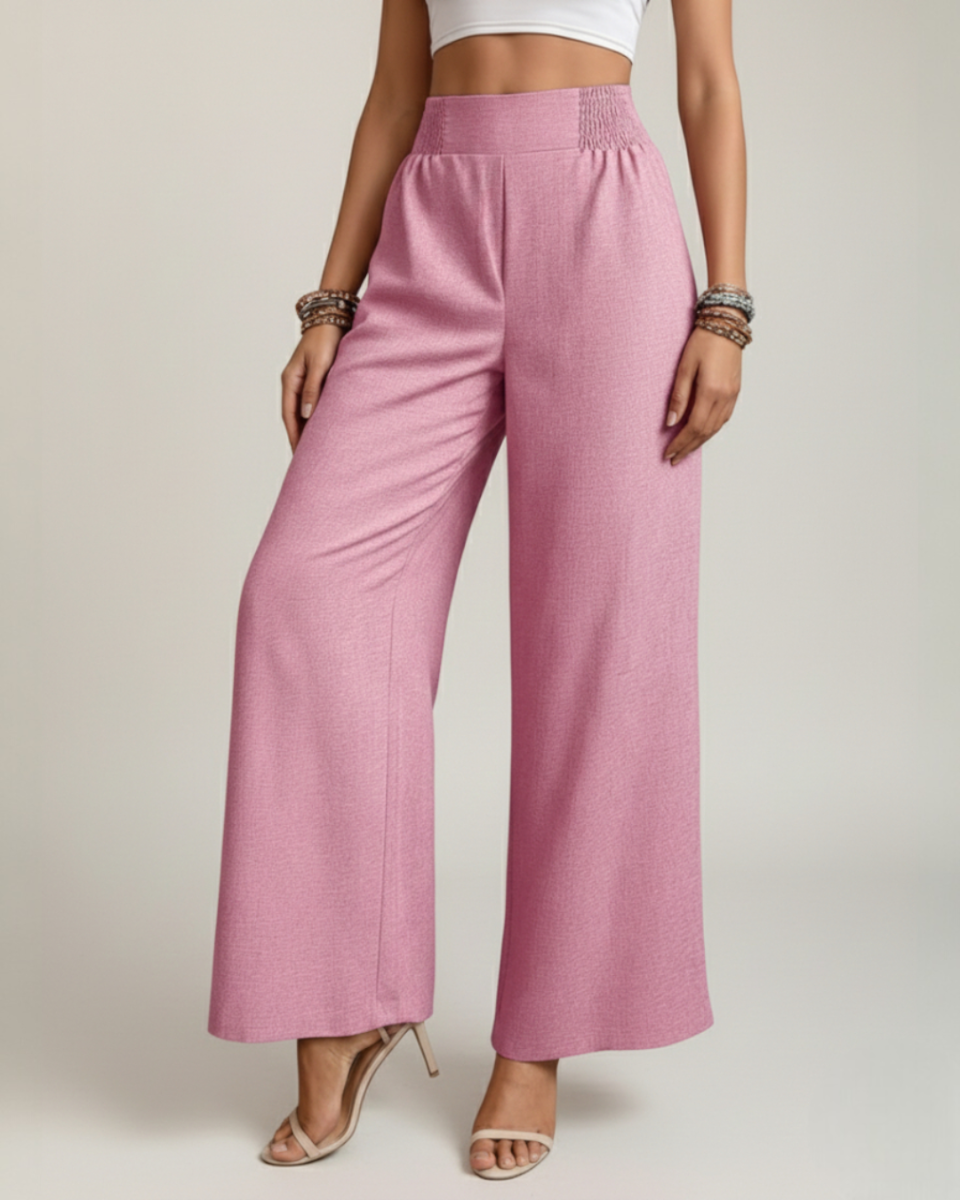 Wide-Leg Pants With Elastic Waist