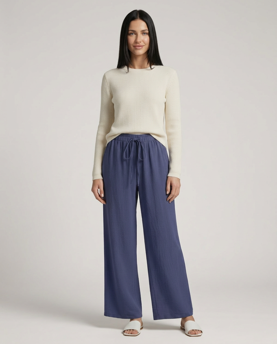 Wide-Leg Trousers With Drawstring Waist