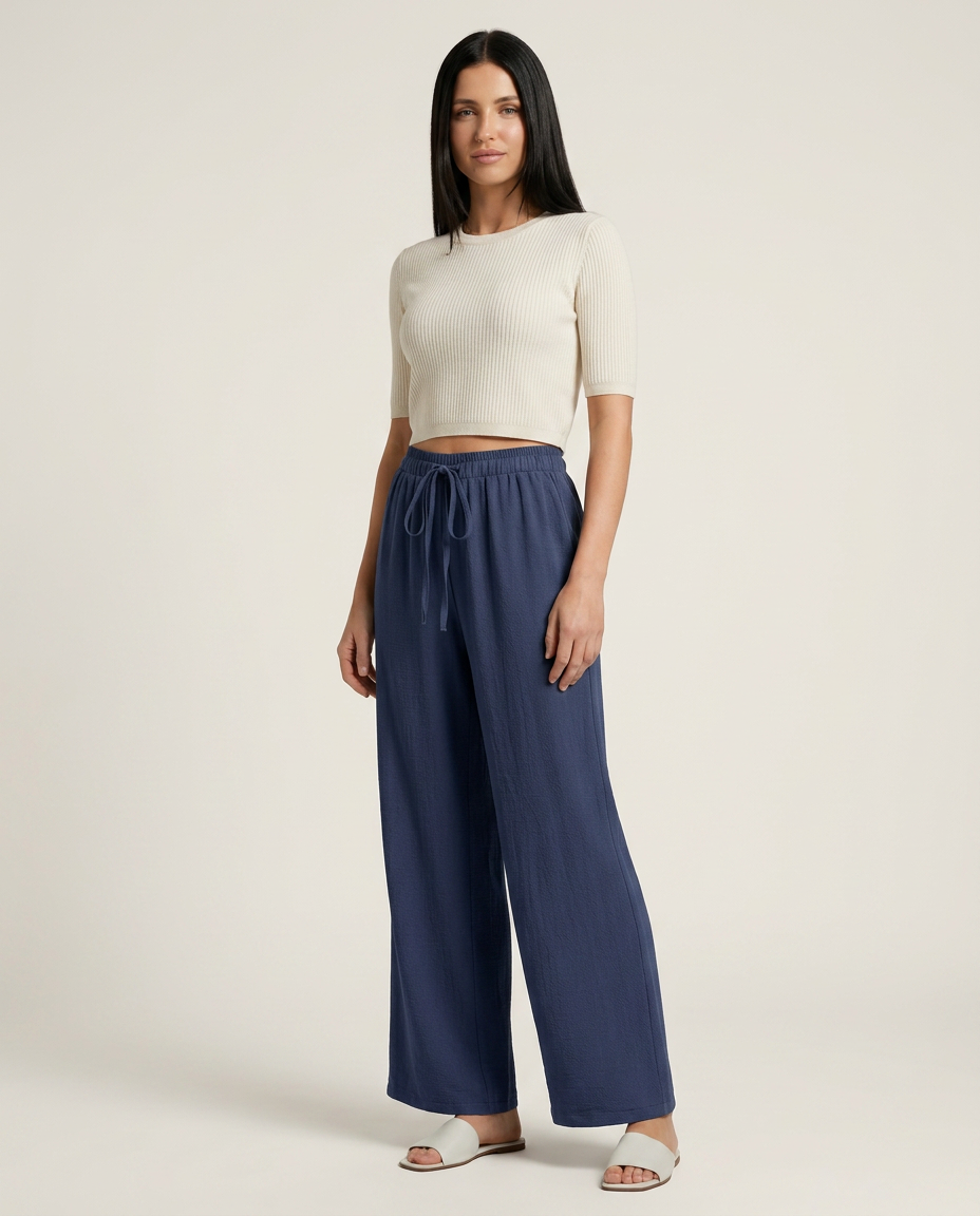 Wide-Leg Trousers With Drawstring Waist