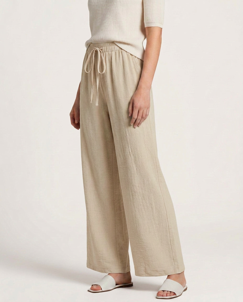 Wide-Leg Trousers With Drawstring Waist