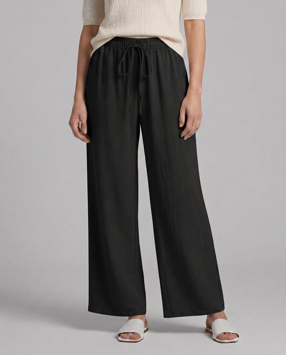 Wide-Leg Trousers With Drawstring Waist