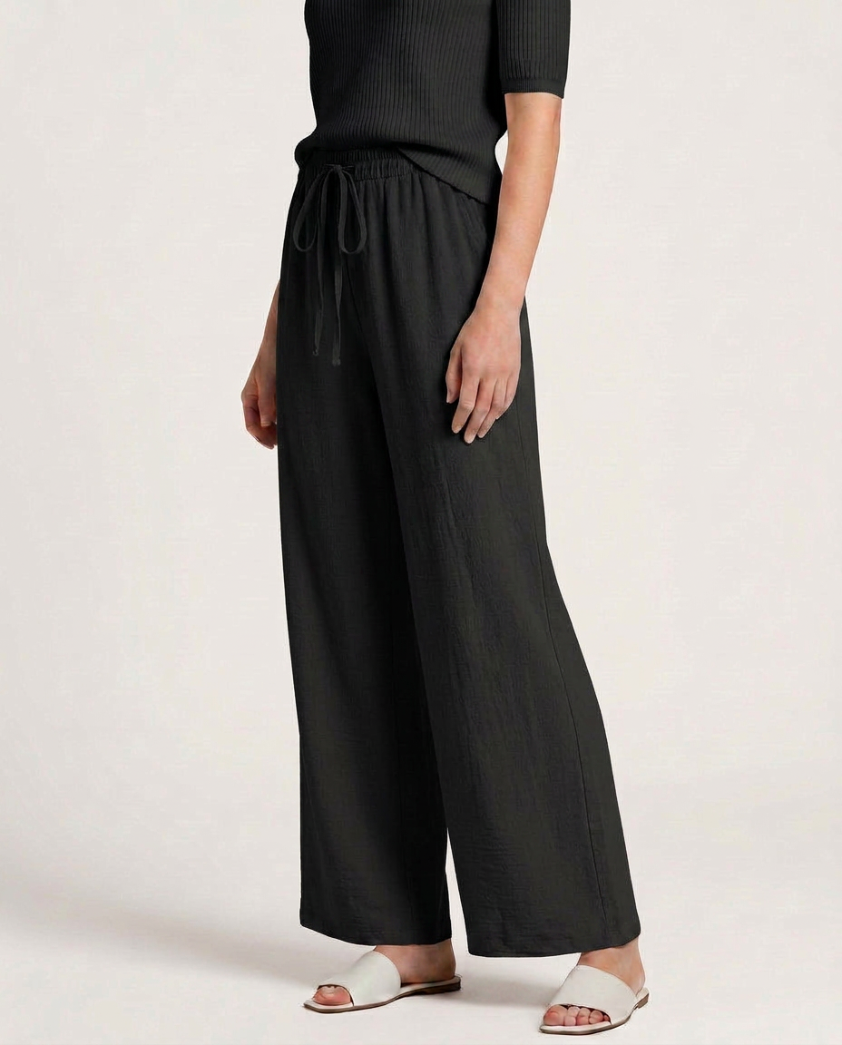 Wide-Leg Trousers With Drawstring Waist