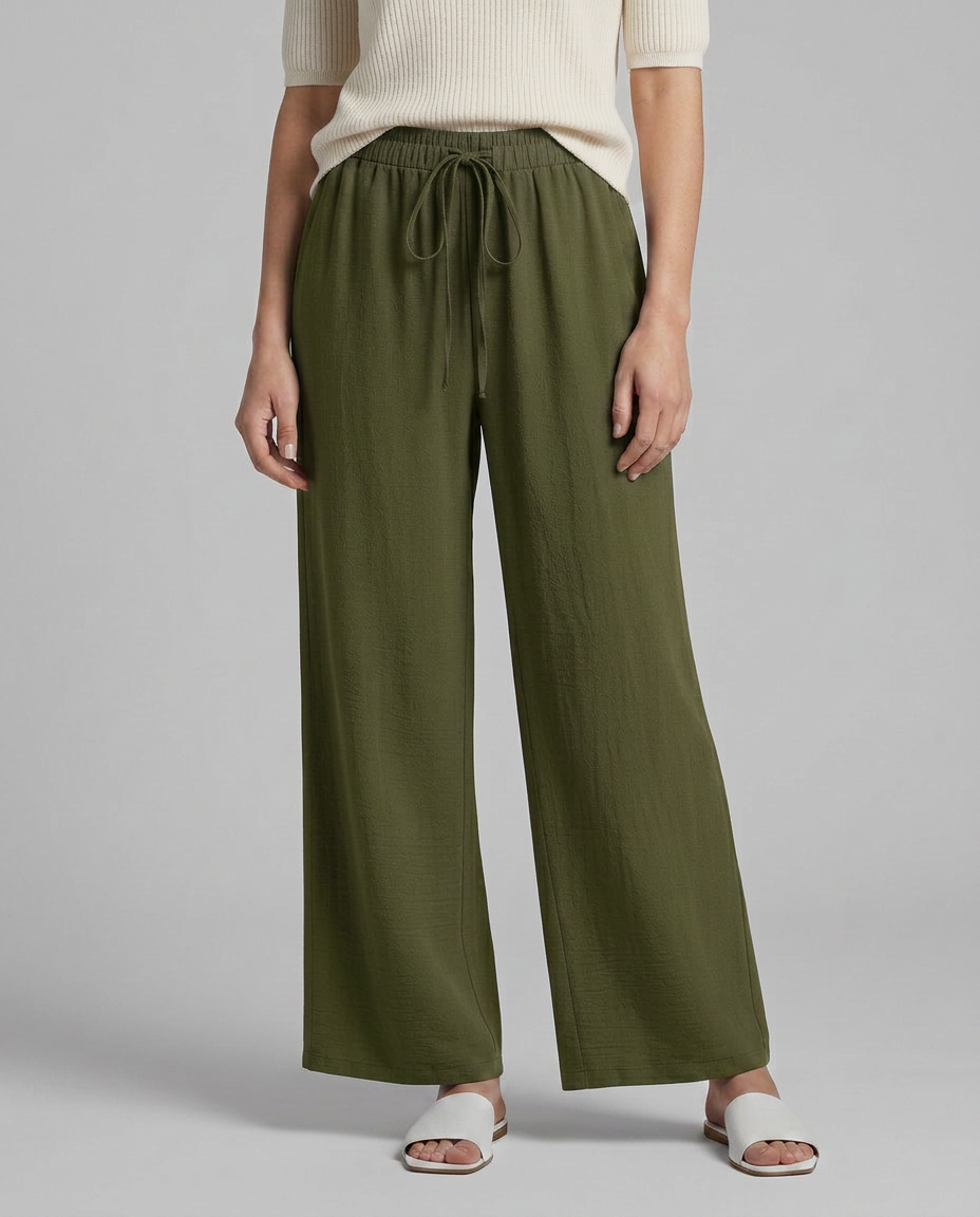 Wide-Leg Trousers With Drawstring Waist