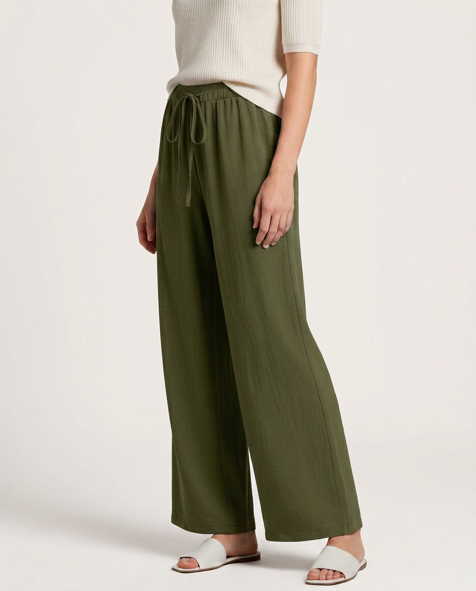 Wide-Leg Trousers With Drawstring Waist