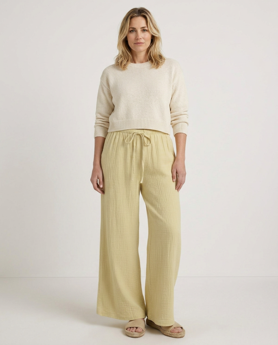 Wide-Leg Trousers With Elastic Waist