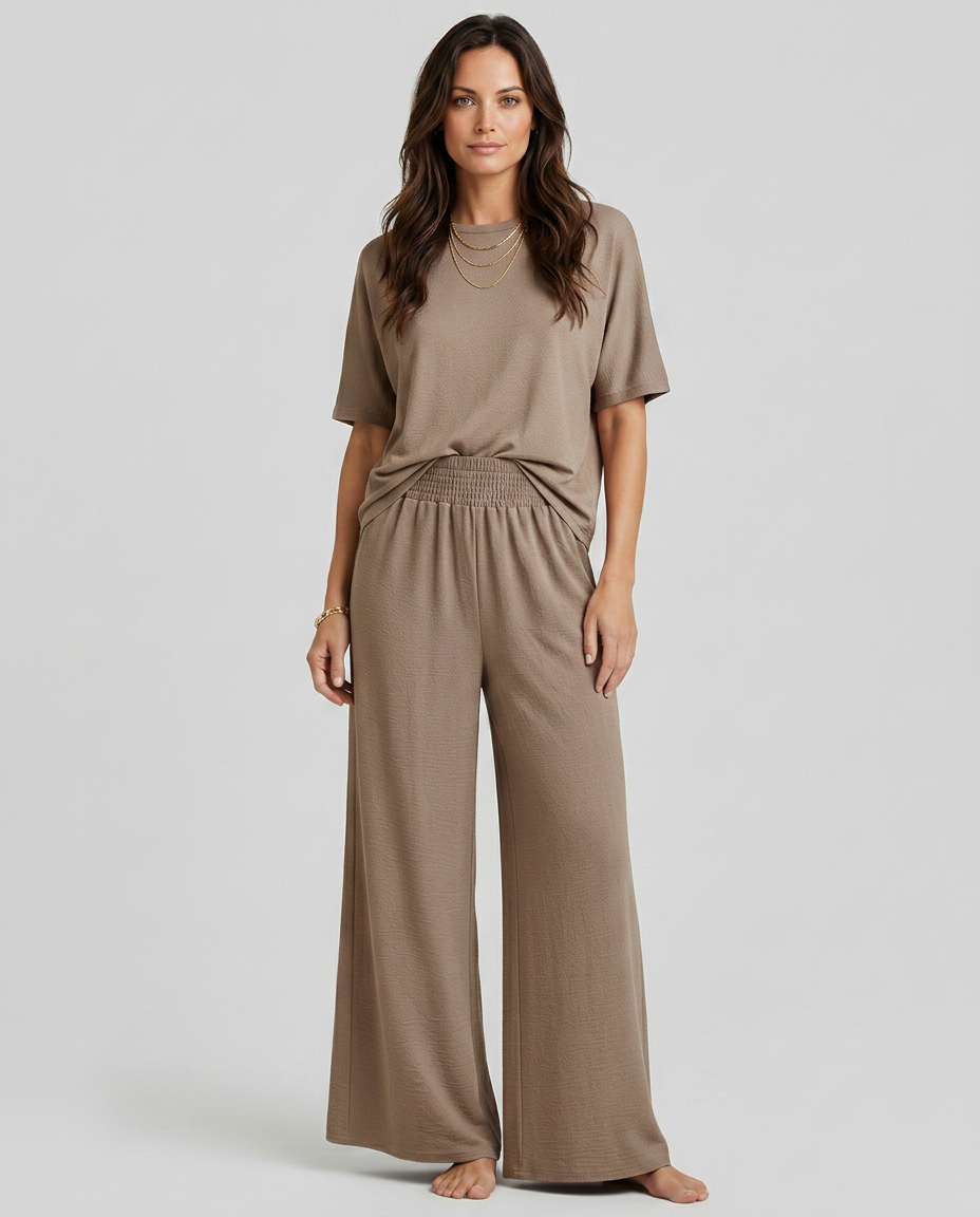 Wide-Leg Trousers With Elastic Waist