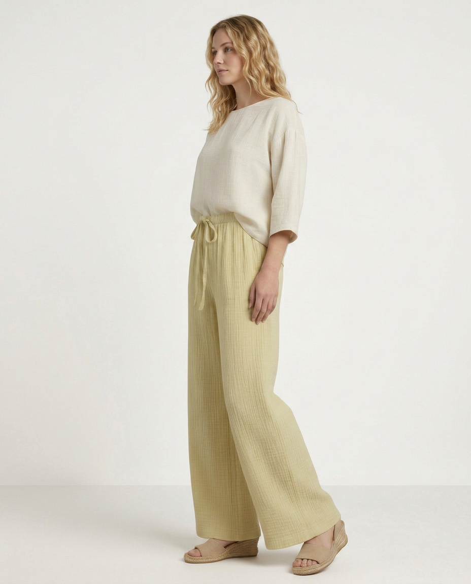 Wide-Leg Trousers With Elastic Waist