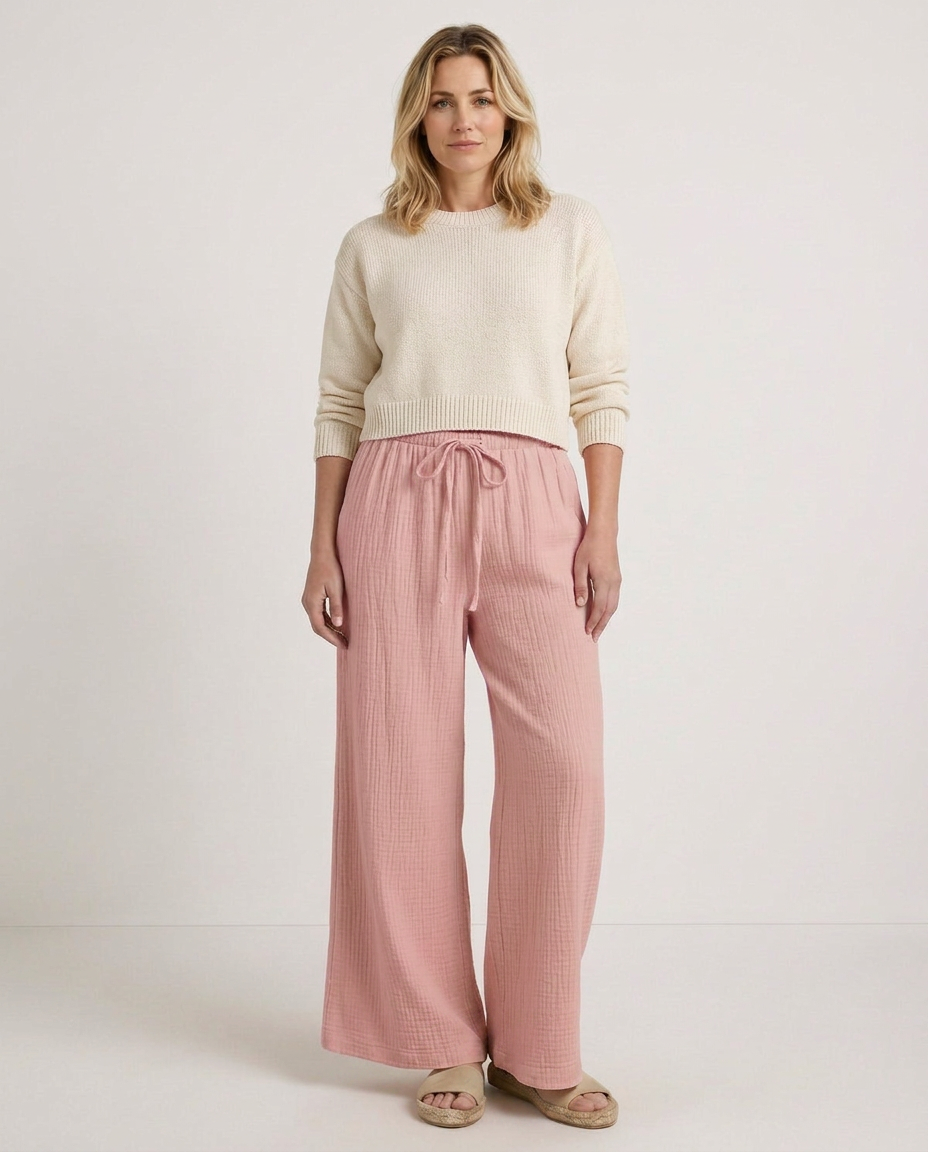 Wide-Leg Trousers With Elastic Waist