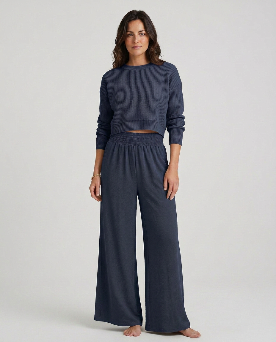 Wide-Leg Trousers With Elastic Waist