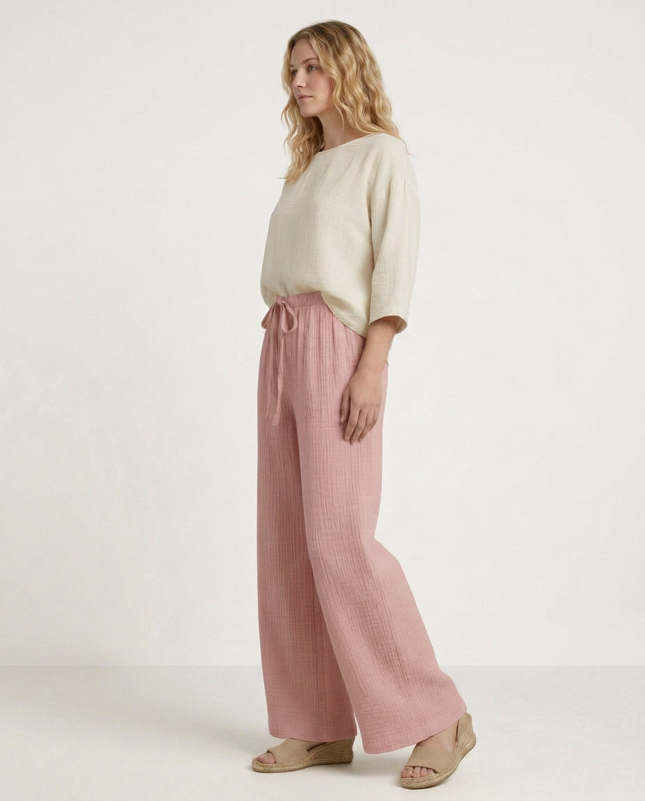 Wide-Leg Trousers With Elastic Waist