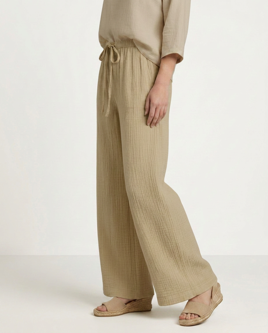 Wide-Leg Trousers With Elastic Waist