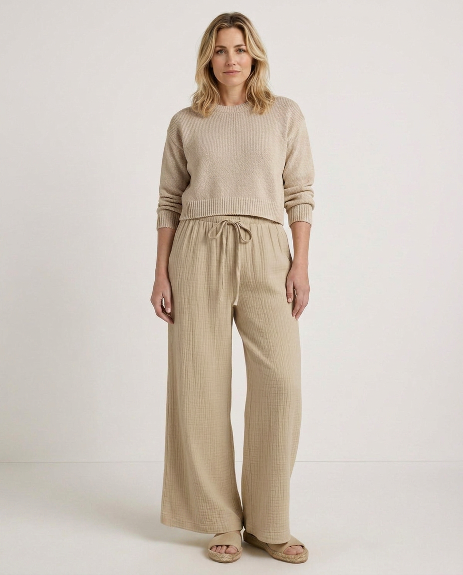 Wide-Leg Trousers With Elastic Waist