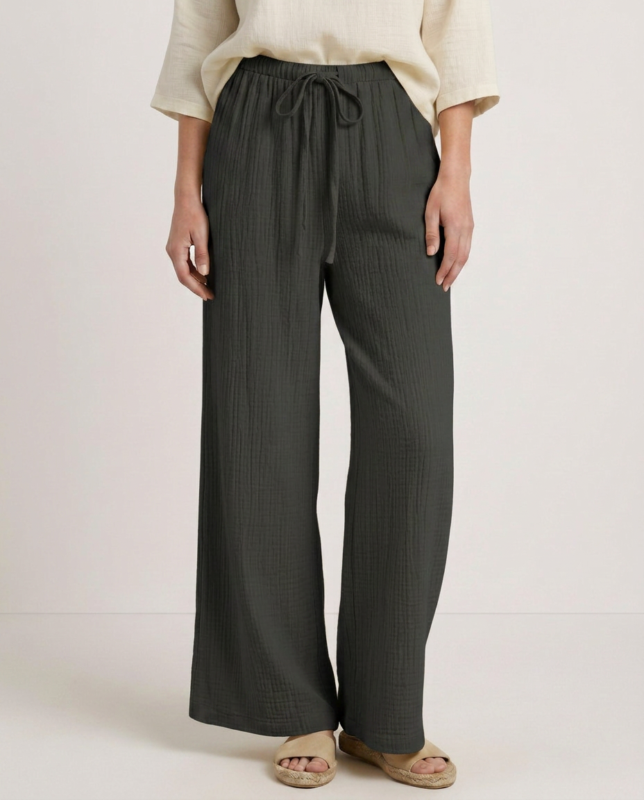 Wide-Leg Trousers With Elastic Waist