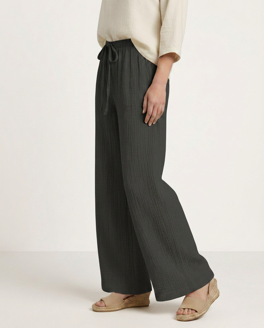 Wide-Leg Trousers With Elastic Waist