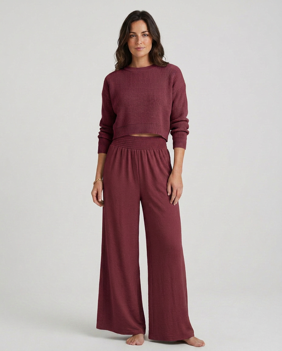 Wide-Leg Trousers With Elastic Waist
