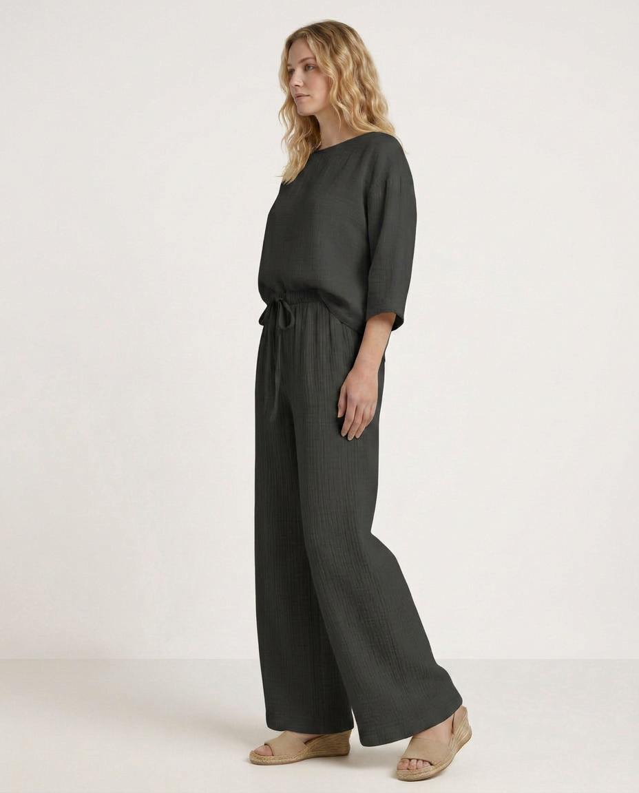 Wide-Leg Trousers With Elastic Waist