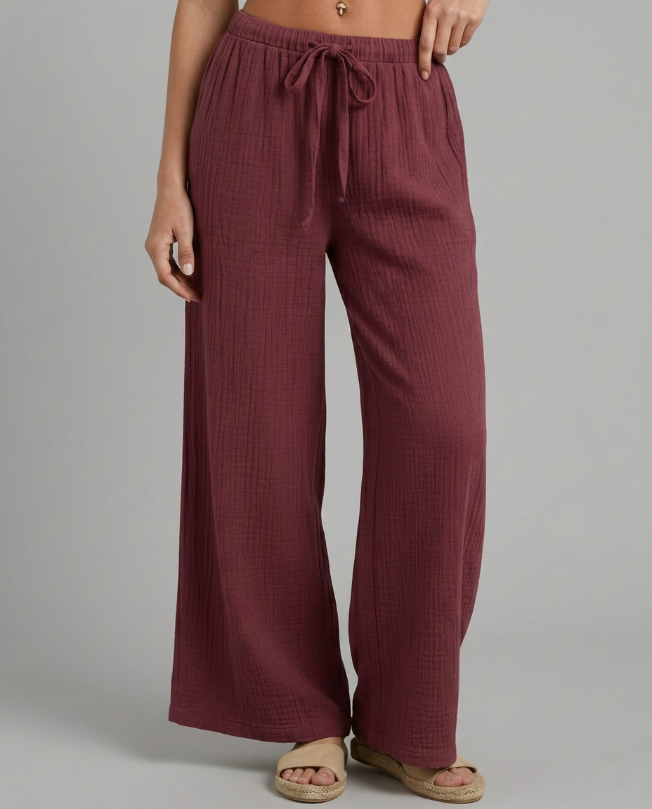 Wide-Leg Trousers With Elastic Waist