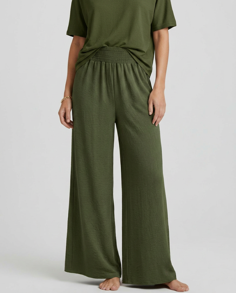 Wide-Leg Trousers With Elastic Waist