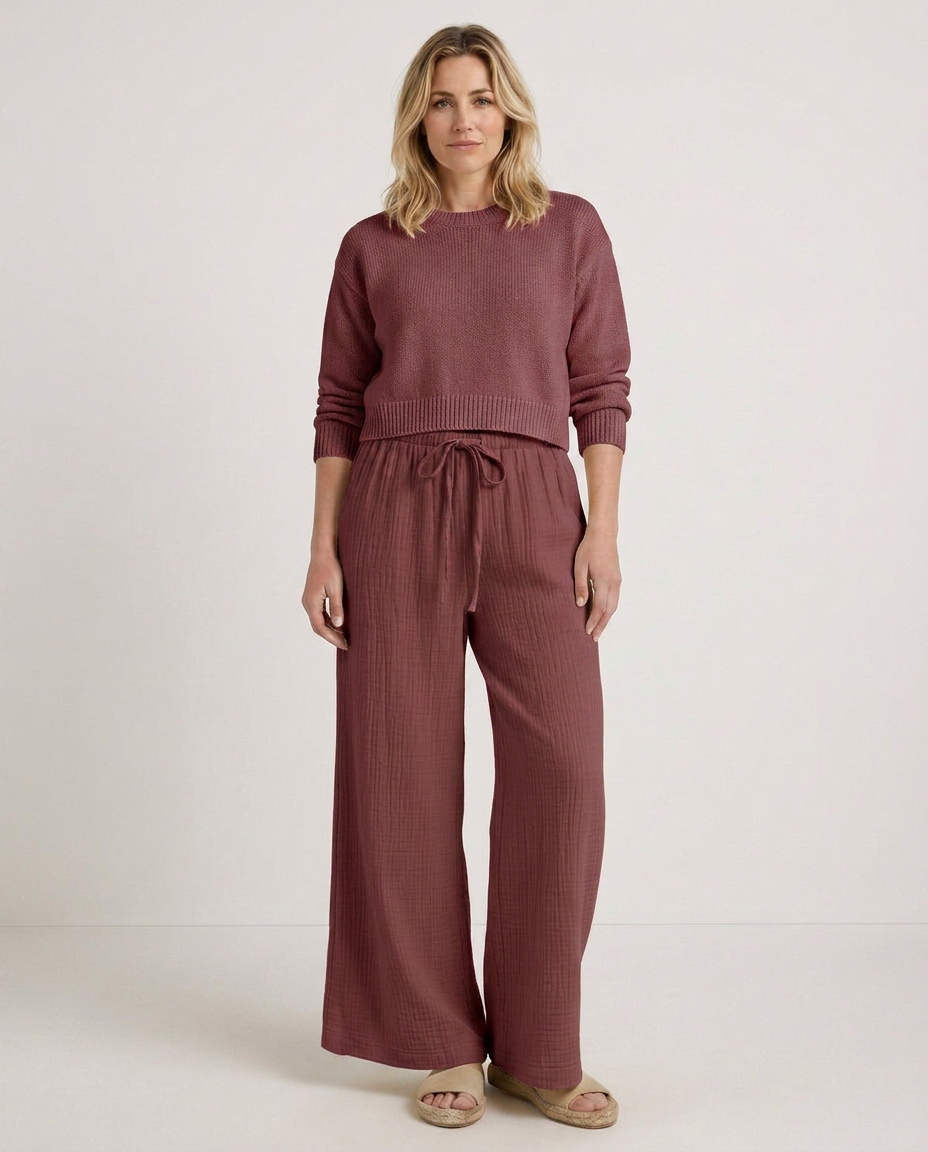 Wide-Leg Trousers With Elastic Waist
