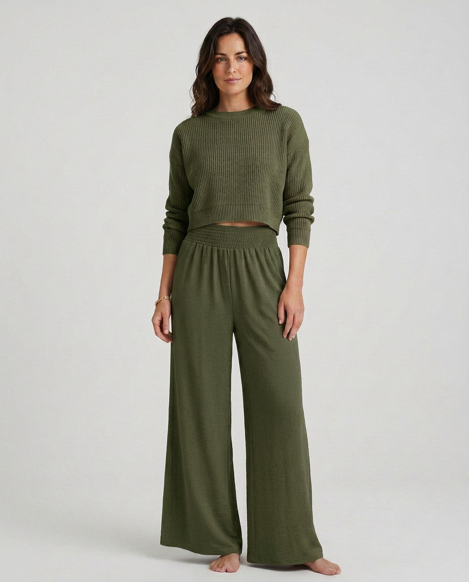 Wide-Leg Trousers With Elastic Waist
