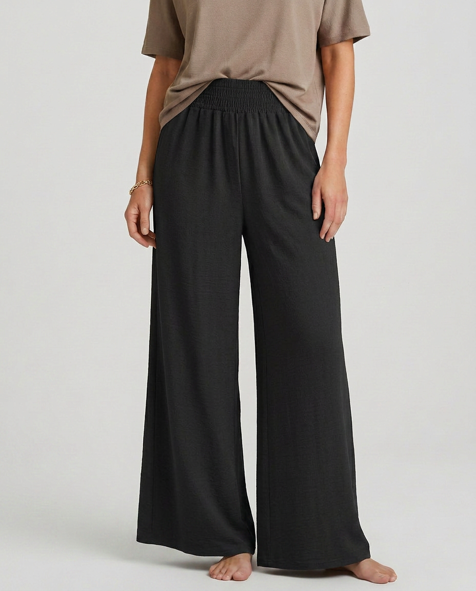 Wide-Leg Trousers With Elastic Waist