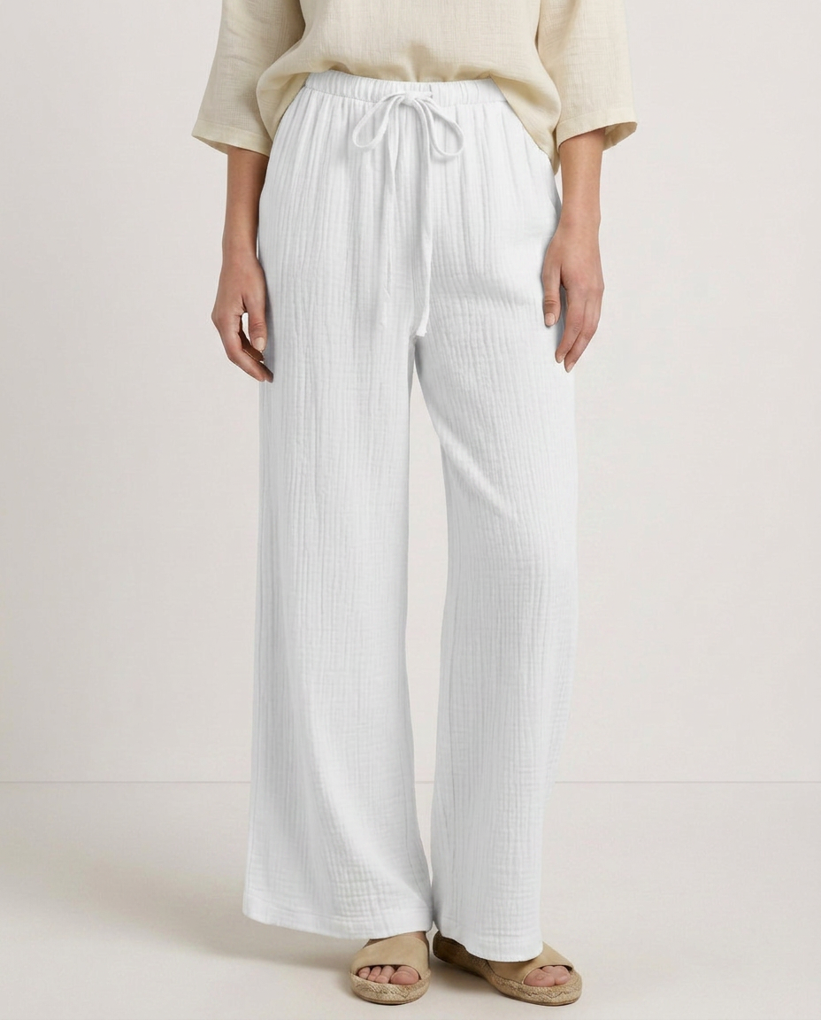 Wide-Leg Trousers With Elastic Waist