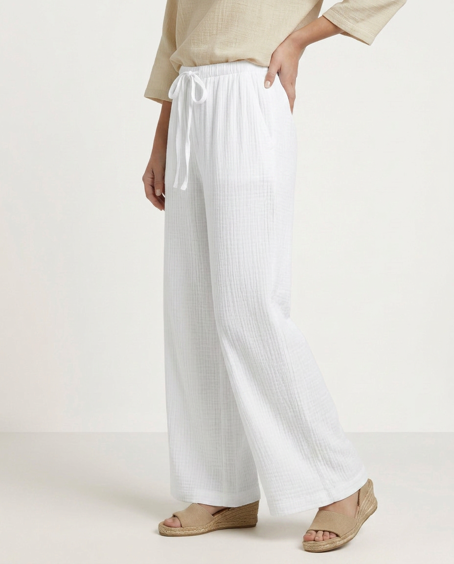Wide-Leg Trousers With Elastic Waist