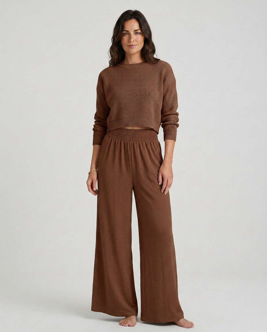 Wide-Leg Trousers With Elastic Waist