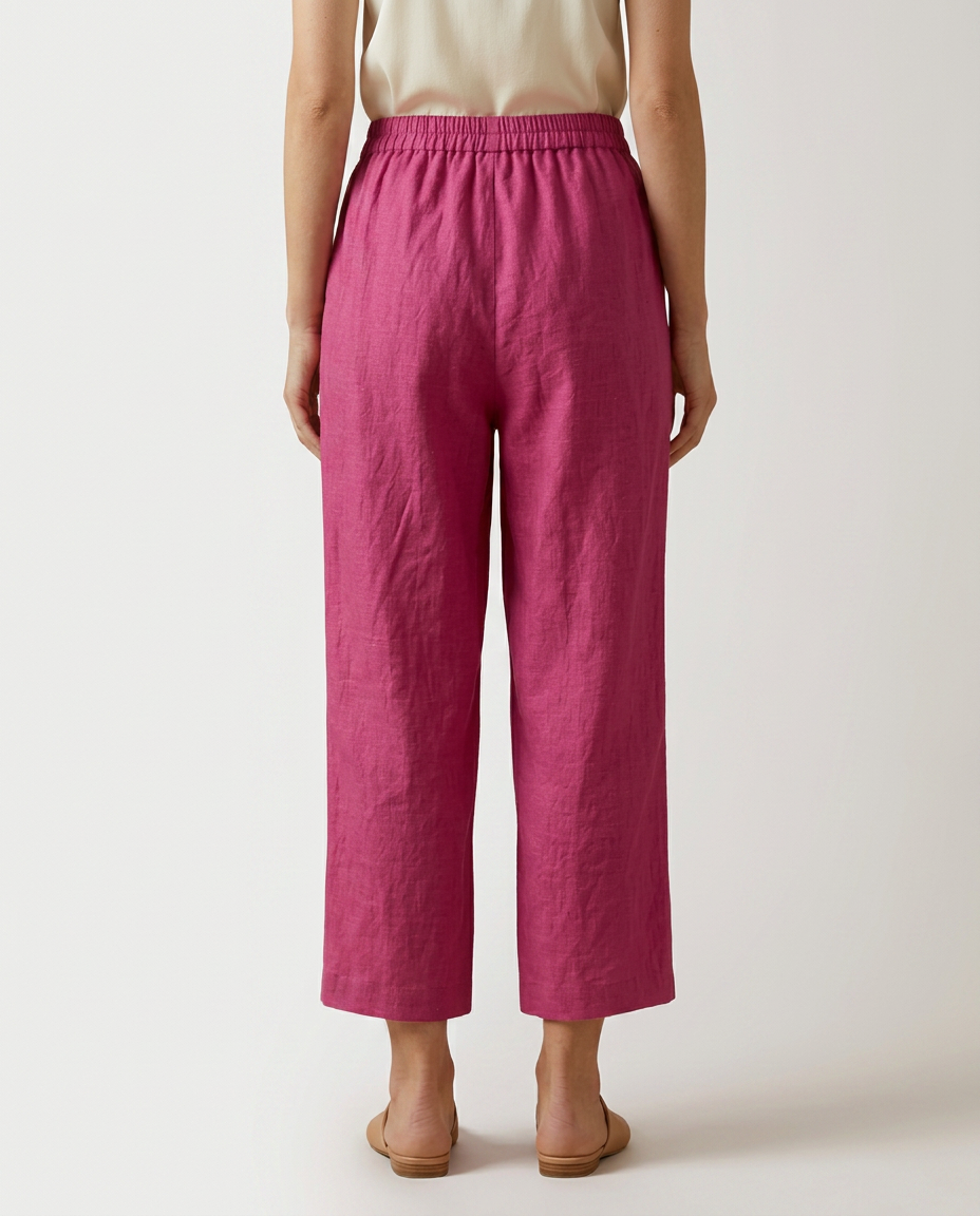 Wide Leg Trousers With Elastic Waistband