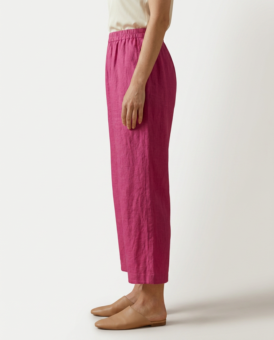 Wide Leg Trousers With Elastic Waistband