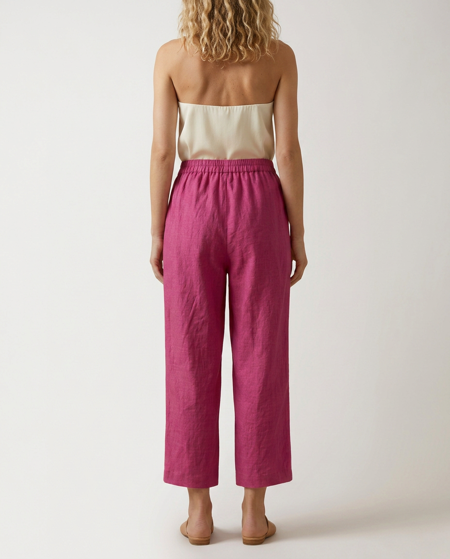 Wide Leg Trousers With Elastic Waistband