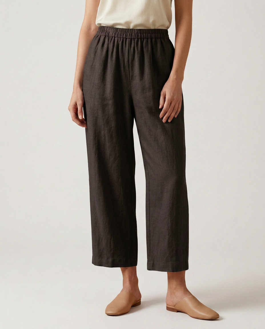 Wide Leg Trousers With Elastic Waistband