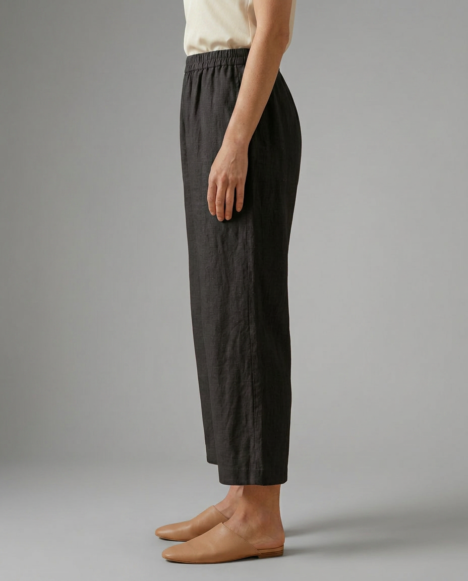 Wide Leg Trousers With Elastic Waistband