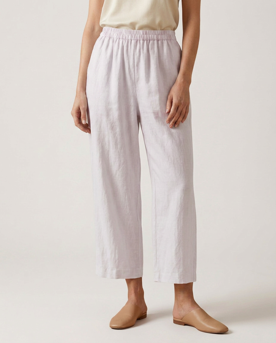 Wide Leg Trousers With Elastic Waistband