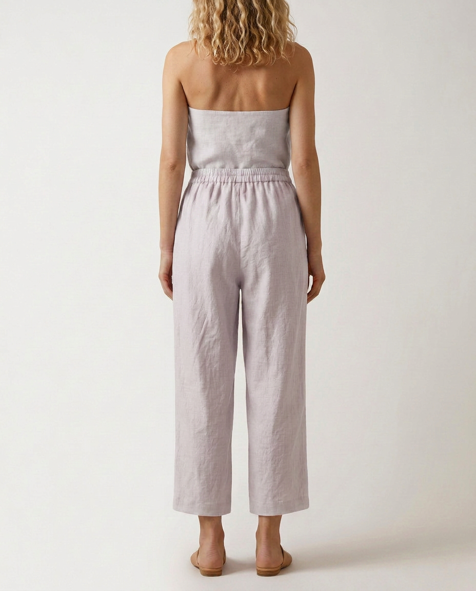 Wide Leg Trousers With Elastic Waistband
