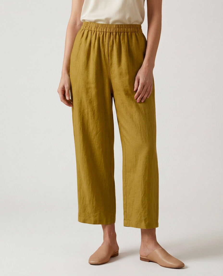 Wide Leg Trousers With Elastic Waistband