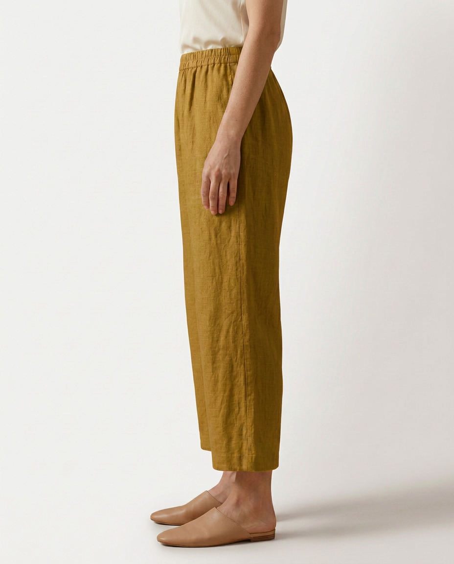Wide Leg Trousers With Elastic Waistband